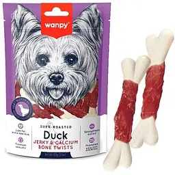Wanpy Duck Jerky & Calcium Bone Twists ванпи кость з в'яленою качкою та кальцієм ласощі для собак 0.1кг