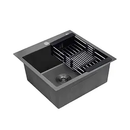 Кухонна мийка Kroner KRP Schwarze - 5050HM PVD (3,0/1,0 мм) CV022793, Чорний - мініатюра 4