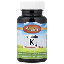Витамин К Vitamin K2 90 mcg 60 Soft Gels Carlson vit0006318