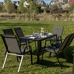Комплект садових меблів 4Points Bellagio-6 прямокутний стіл 130х70х70см стільниця штучне дерево Polywood та 6 стільців - мініатюра 2