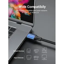 Кабель мультимедійний HDMI M to HDMI M 1.5m 8K60Hz cotton braided blue Vention (ALGLG) - мініатюра 4