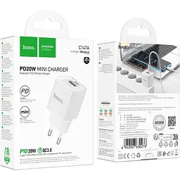 Мережевий зарядний пристрій Hoco C147A Charm PD20W+QC3.0 White (6942007630276) [173054] - мініатюра 7