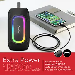 Акустична система 1.0 Energizer 16Вт Bluetooth 5.2/MicroSD/USB/AUX/FM,IPX65, чорна - мініатюра 8