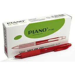 Ручка масляна PIANO червоний 0,7мм автомат, PT-301