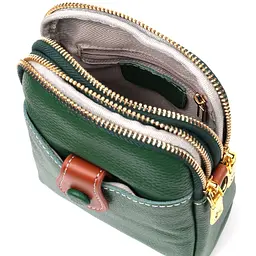 Невелика сумка трапеція для жінок з натуральної шкіри Vintage 22268 зелена - мініатюра 8