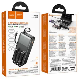 Портативний ЗП Power Bank Hoco J156B Founder 22.5W+PD20W with four cables 30000 mAh Black - мініатюра 2