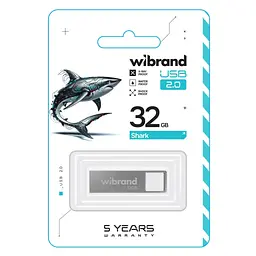 USB флеш накопичувач Wibrand 32GB Shark Silver USB 2.0 (WI2.0/SH32U4S) - мініатюра 2