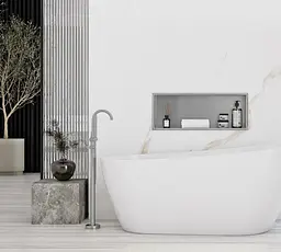 Вбудована полиця Rea 30x60 nickel brushed з обідком REA-05602, Нержавіюча сталь - мініатюра 3