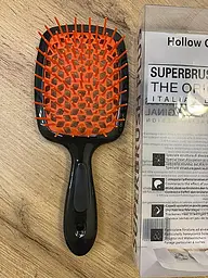 Гребінець щітка для волосся Superbrush Plus Hollow Comb Чорно-жовтогарячий Черно-оранжевый 86888 - мініатюра 3