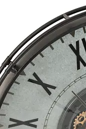 Настінні годинники J-line круглі в металевому корпусі сірі із золотистим механізмом 109 см (2920) - мініатюра 2