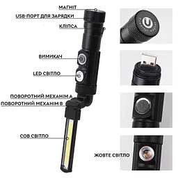 Ліхтар на магніті портативний складаний No Brand USB LED Work Lamp W549 складаний 5 режимів - мініатюра 9