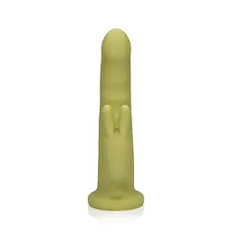 Вібратор-кролик Loveline Ultra Soft Silicone Rotating зелений - мініатюра 2