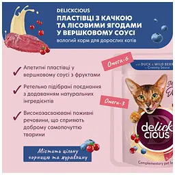 Вологий корм для кішок Delickcious Пластівці з кроликом та тропічними фруктами у вершковому соусі 80 г (4820269141841) - мініатюра 3