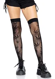 Панчохи з малюнком Leg Avenue 420 Net thigh highs Black - мініатюра 1