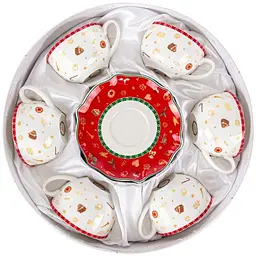 Чайний набір Lefard Christmas Delight, 250 мл, білий з червоним (985-147) - мініатюра 6