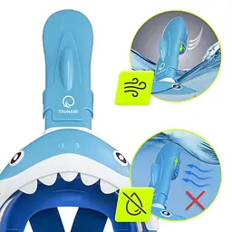 Маска для снорклінгу TSUNAMI Shark повнолицьова, дитяча Sky Blue (P-5907739318237) - мініатюра 8