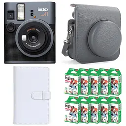 Подарунковий набір Фотоапарат Fujifilm Instax Mini 41 Фотопапір 100 шт. Чохол Фотоальбом на 108 фото сірий
