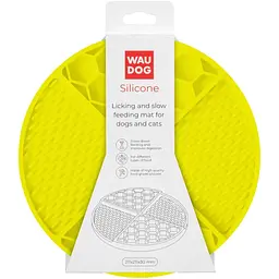 Миска-килимок для собак та котів Waudog Silicone для повільного харчування 211х211х30 мм жовтий - мініатюра 3