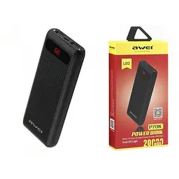 Зовнішній акумулятор Power Bank Awei P70K 20000 mAh Чорний - мініатюра 7