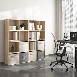 Книжкова полиця стелаж Vays M-14 з 16 комірками ЛДСП 143x29x143 см для дому офісу дитячої або вітальні - мініатюра 4