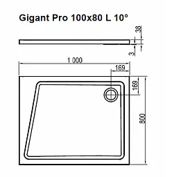 Душовий піддон Ravak Gigant Pro 100X80 L 10° XA05A40101L - мініатюра 5