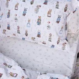 Простирадло на гумці MirSon Poplin Line Kids 03 Animals 120х200 см бежеве (2200009713194) - мініатюра 4