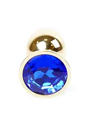 Анальна пробка з кристалом B - Series HeavyFun Plug-Jewellery Gold, 7 см (синій) - мініатюра 2