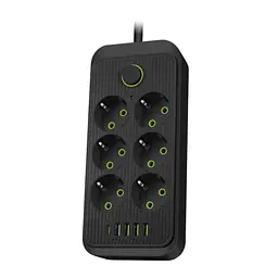 Мережевий фільтр подовжувач 1.7м 6 розеток, 4×USB, 1×Type-C на 11 пристроїв з кнопкою вимкнення
- мініатюра 5