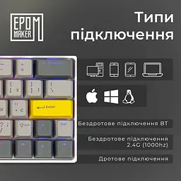 Клавіатура Epomaker EP64 Mulan White механічна бездротова (EP64-W-M) - мініатюра 9