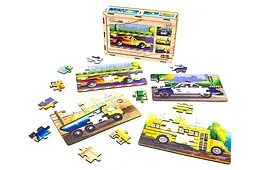 Пазл 4 в 1 "Транспорт" дерев'яний, 15 елем., у малюнку PuzzleOK - мініатюра 7