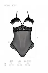 Еротичне боді Passion DOLLY BODY, L/XL, black, з відкритими чашками - мініатюра 4