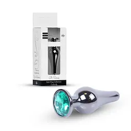 Анальна пробка - Jewellery Dark Silver BUTT PLUG- Green - мініатюра 1