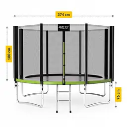 Батут із зовнішньою сіткою 4FIZJO Classic 12FT 374 см Black/Green (P-5907739312914) - мініатюра 7