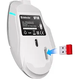 Миша бездротова Stix GM-009, White, USB адаптер 2.4 ГГц, оптична Defender teh0028181 - мініатюра 5