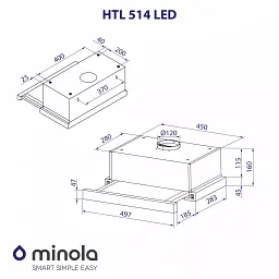 Витяжка телескопічна Minola HTL 514 WH LED - мініатюра 10