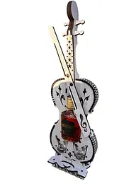 Сувенірна скрипка з напитком та чарками Біла 60 см - мініатюра 7