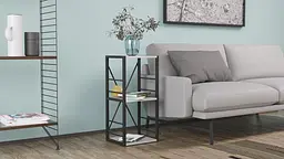 Етажерка 3/34 Ferrum-decor Серії Коннект 73x34x28 чорний ДСП Бетон 16мм (FRD-104291) - мініатюра 2