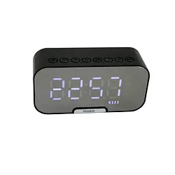 Настільний годинник електронний з будильником, Bluetooth колонкою та FM-радіо, чорний - мініатюра 4