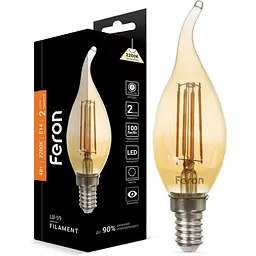 Світлодіодна лампа Feron LB-59 CF37 золото  230V 4W E14 2200K (1522)