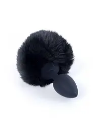 Анальна пробка Boss Jewellery Silicon Bunny Tail 6.5 см (чорний) - мініатюра 3