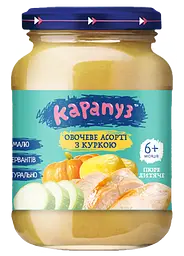 Пюре Карапуз Овощное ассорти с курицей, 125 г