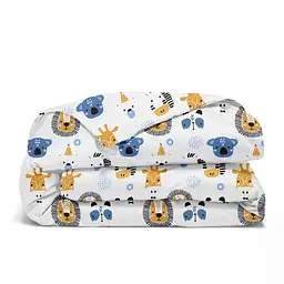 Дитяча постільна білизна в ліжечко ANIMALS CS12, синій (AnimalsFaceWhite_Wave61_140) - мініатюра 4