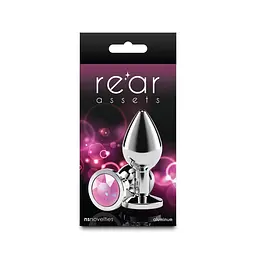 Анальна пробка NS Novelties Rear Assets - Silver/Pink Gem, M - мініатюра 3