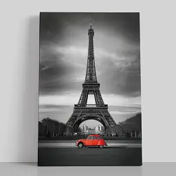 Інтер'єрна картина Ейфелева Вежа та червоний автомобіль, Париж, Paris, France, інтер'єрний декор, 60×40 см (id0793) - мініатюра 1
