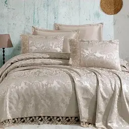 Покривало з наволочками Helen Beige 240 x 260 см Gardines pbe0051054