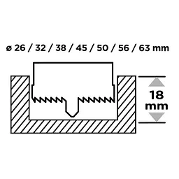 Коронка Graphite по дереву, загартовані зубці, 26–63х25мм, 7шт (56T751) - мініатюра 2