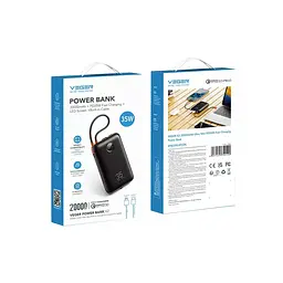 Зовнішній акумулятор VEGER 20000 mAh with built-in cables Type C / Lightning PD QC3.0 35W K2 (W2068) чорний - мініатюра 2
