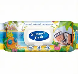 Вологі серветки для дітей Summer Fresh Дитячі 72 шт. Серветки що не викликають алергії