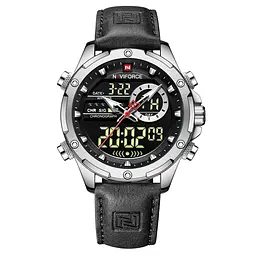 Наручний годинник чоловічий Naviforce Pride NF9208 Silver-Black-Black, NF9208 S/B/B (15227)