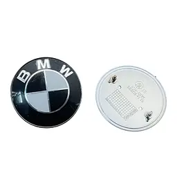Емблема капота Bmw 82 мм пластик + Метал на 2 штифтах Чорно-Біла (OEM 51148132375) - мініатюра 2